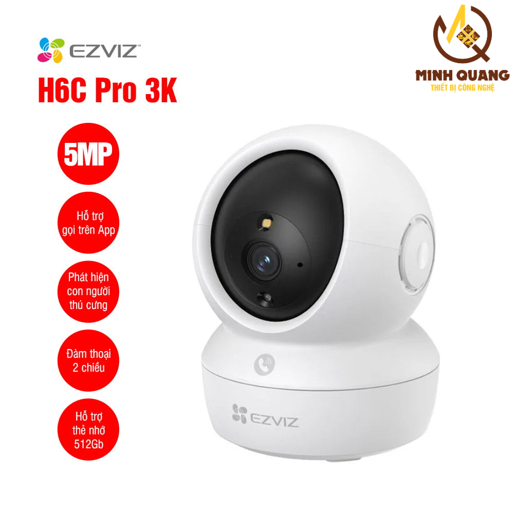 Camera Ezviz H6C Pro 2K chính hãng, góc quay 360 độ, hỗ trợ AI phát hiện chuyển động, hình ảnh độ phân giải 2K.