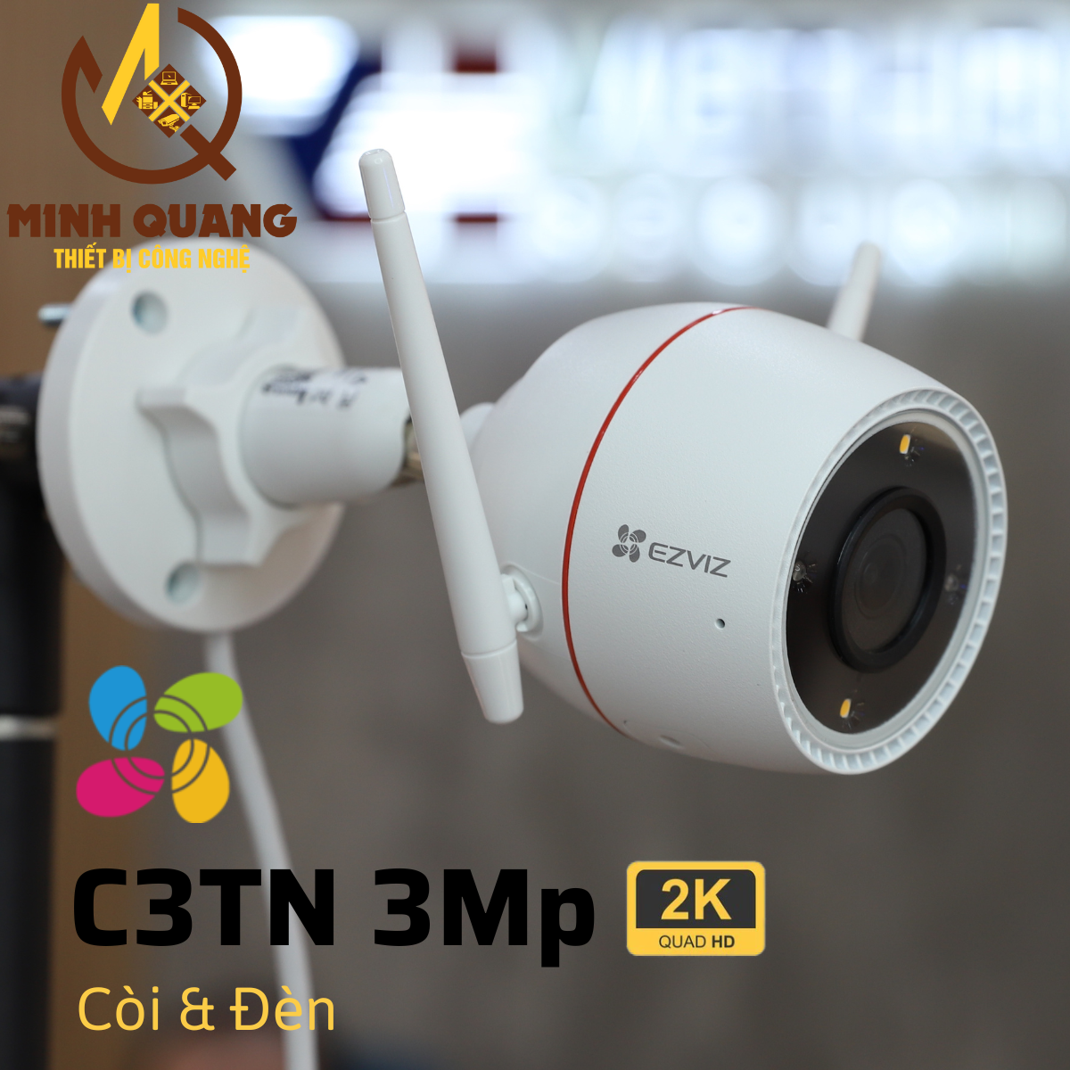 Camera Wifi Ezviz C3TN 2K chính hãng, lắp ngoài trời, hỗ trợ xem đêm.