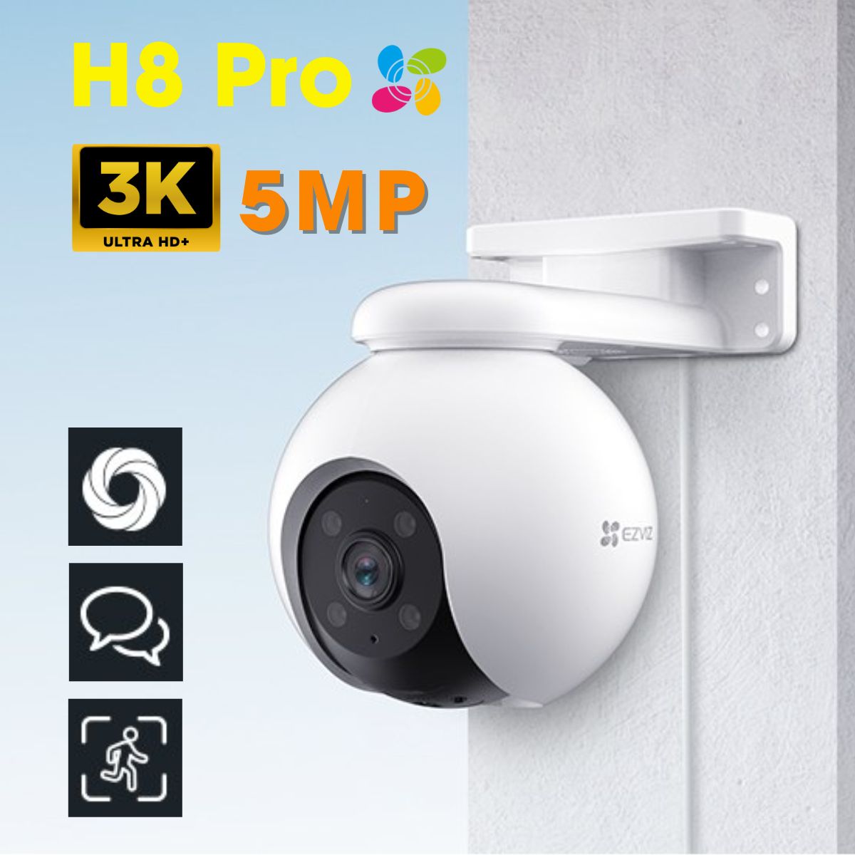 Hình ảnh Camera Wifi EZVIZ H8 Pro 3K chính hãng, độ phân giải 3K, xoay 360 độ, lắp ngoài trời, chống nước, hỗ trợ AI