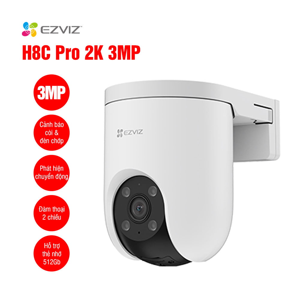 Camera wifi EZVIZ H8c Pro 2K chính hãng, xoay 360 độ, độ phân giải 2K, lắp ngoài trời