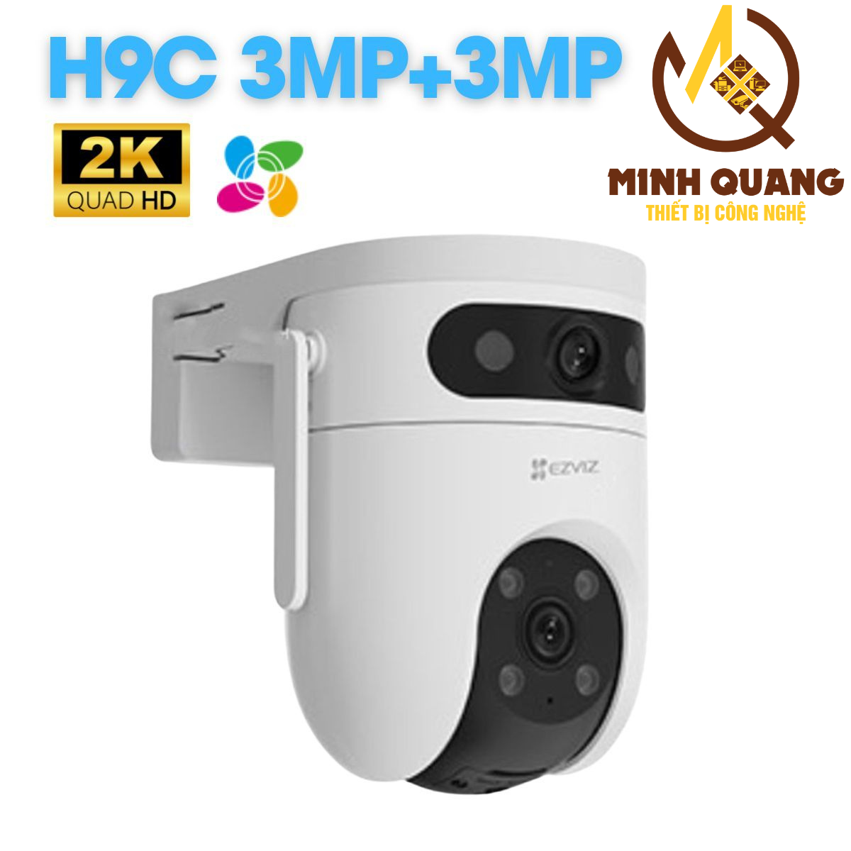 Camera Wifi Ezviz H9C 6MP ngoài trời, xoay 360°, độ phân giải 6MP, chống nước IP66, quan sát ban đêm có màu.