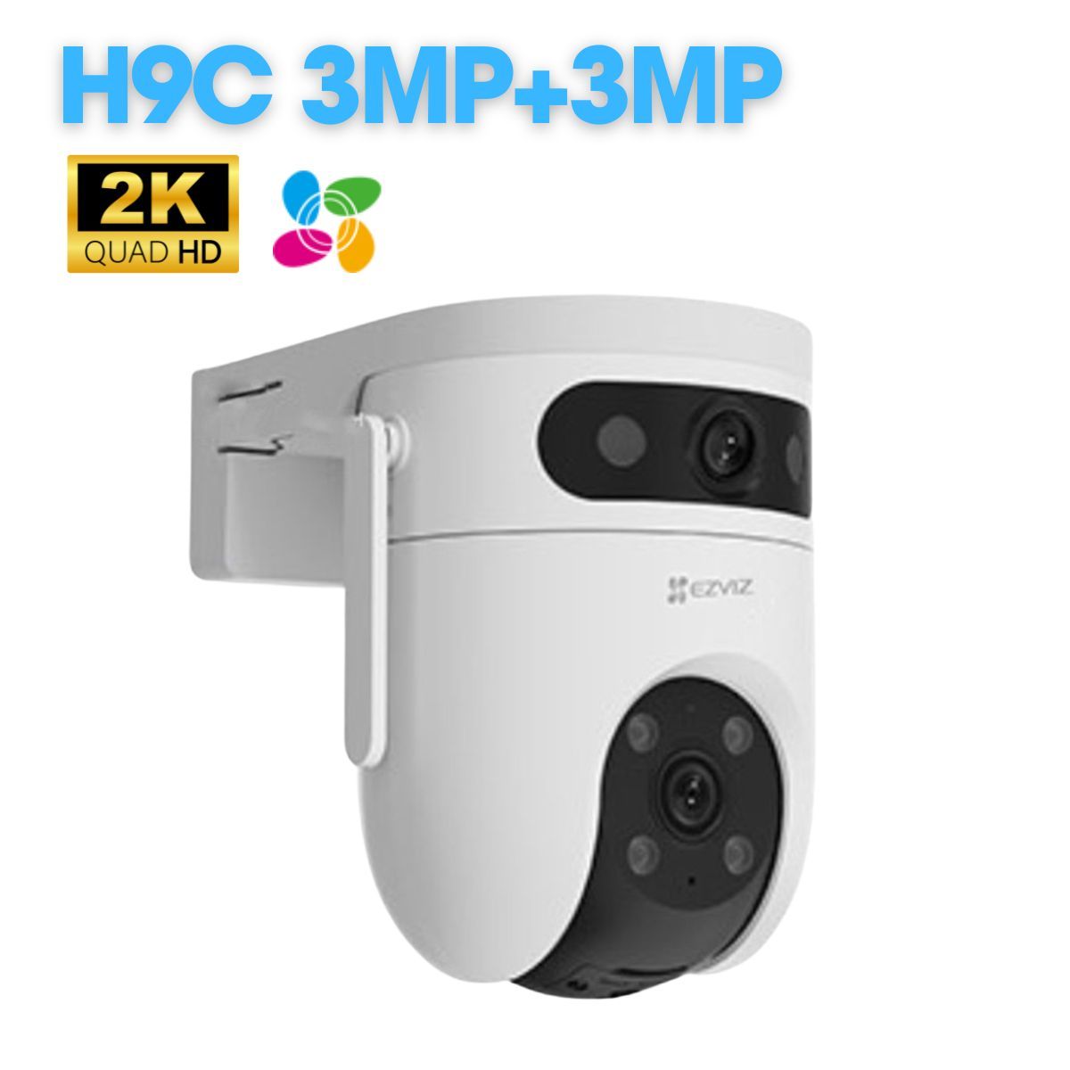 Camera Wifi Ezviz H9C 6MP ngoài trời, xoay 360°, độ phân giải 6MP, chống nước IP66, quan sát ban đêm có màu.