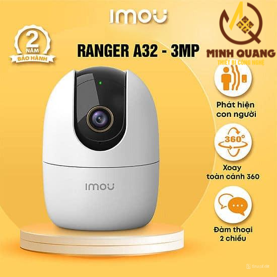Camera Wifi Imou A32 3MP chính hãng, độ phân giải 3MP, đàm thoại 2 chiều, tầm nhìn ban đêm, kết nối Wifi, lắp đặt nhanh chóng, giá tốt Shopee.