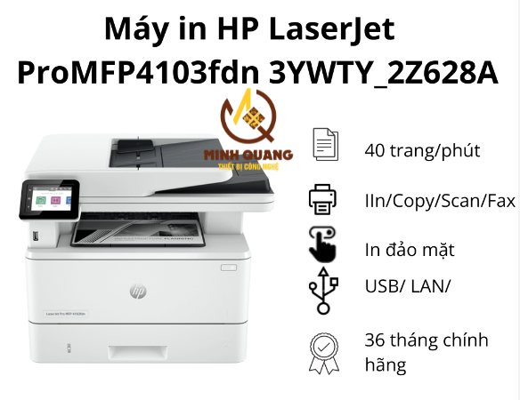 Máy in HP MFP 4103fdn chính hãng, in đa chức năng, tốc độ cao.
