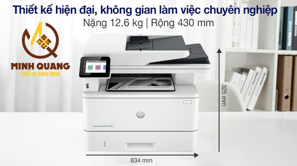 Hình ảnh Máy in HP MFP 4103fdw đa năng 4 trong 1, in scan copy fax, tốc độ in nhanh, bảo mật cao, phù hợp cho văn phòng hiện đại.