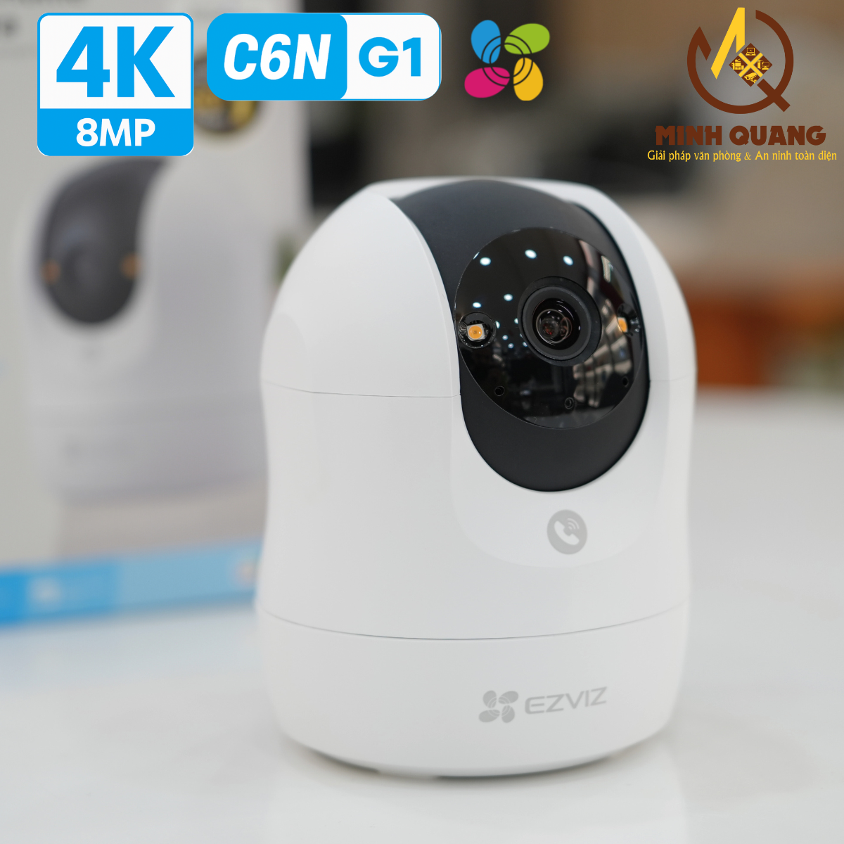 Camera Wifi EZVIZ C6N G1 4K chính hãng – Hình ảnh 4K Ultra HD, quay quét 360 độ, AI thông minh, đàm thoại 2 chiều, phù hợp cho gia đình và văn phòng.
