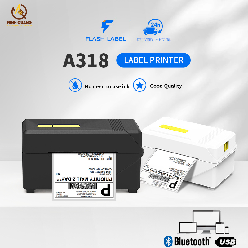 Máy in đơn hàng FlashLabe A318 in nhiệt không mực, khổ A7, tốc độ cao, thiết kế nhỏ gọn hiện đại.