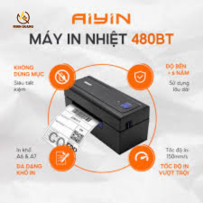 Máy in nhiệt AYIN 480BT in đơn hàng Shopee không cần mực, kết nối Bluetooth nhanh, giá rẻ.