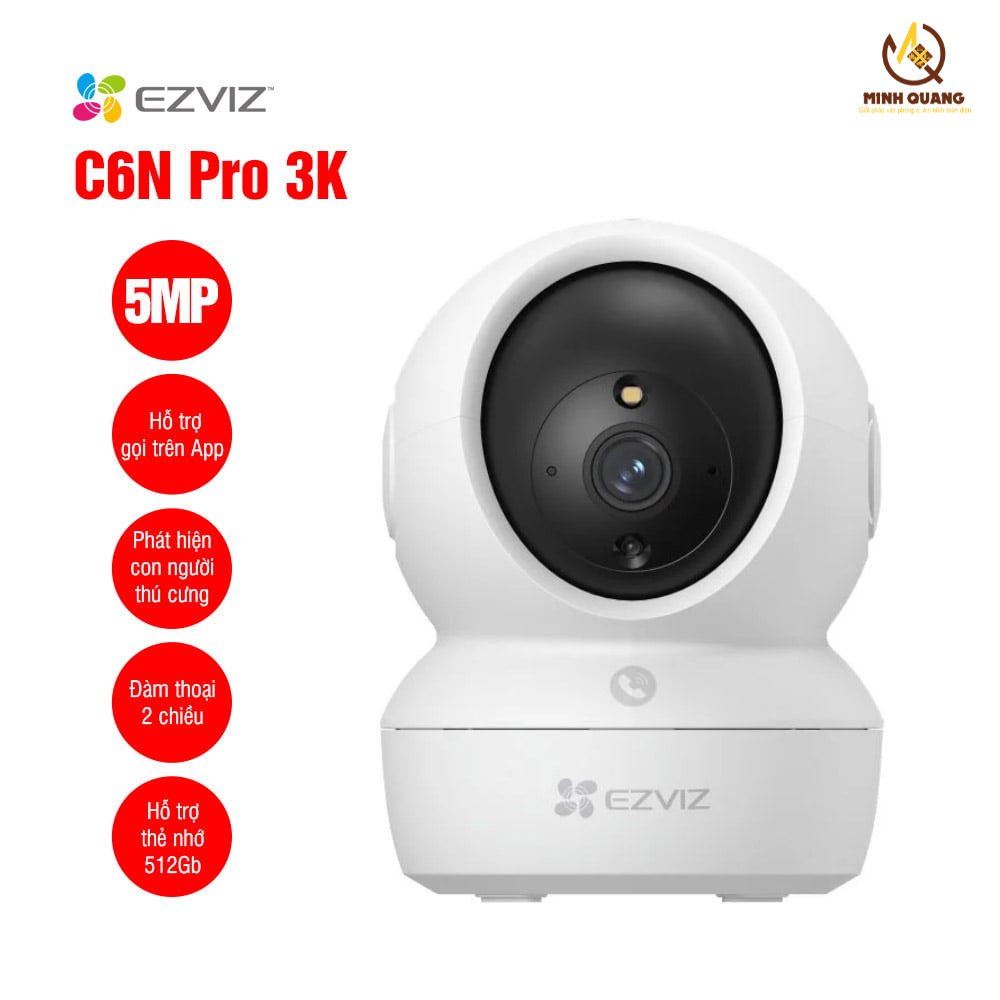 Camera Wifi EZVIZ C6N G1 3K – camera giám sát hình ảnh 3K, xoay 360 độ, phát hiện người bằng AI, đàm thoại 2 chiều.
