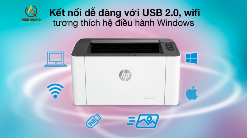 Máy in HP 107w chính hãng – in WiFi không dây, tốc độ cao, chất lượng sắc nét, thiết kế nhỏ gọn, phù hợp cho văn phòng và sinh viên.