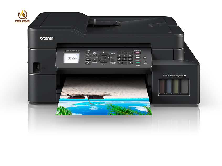 Máy in màu Brother MFC-T920DW đa năng, in 2 mặt tự động, kết nối WiFi, tiết kiệm mực, phù hợp cho văn phòng và gia đình.