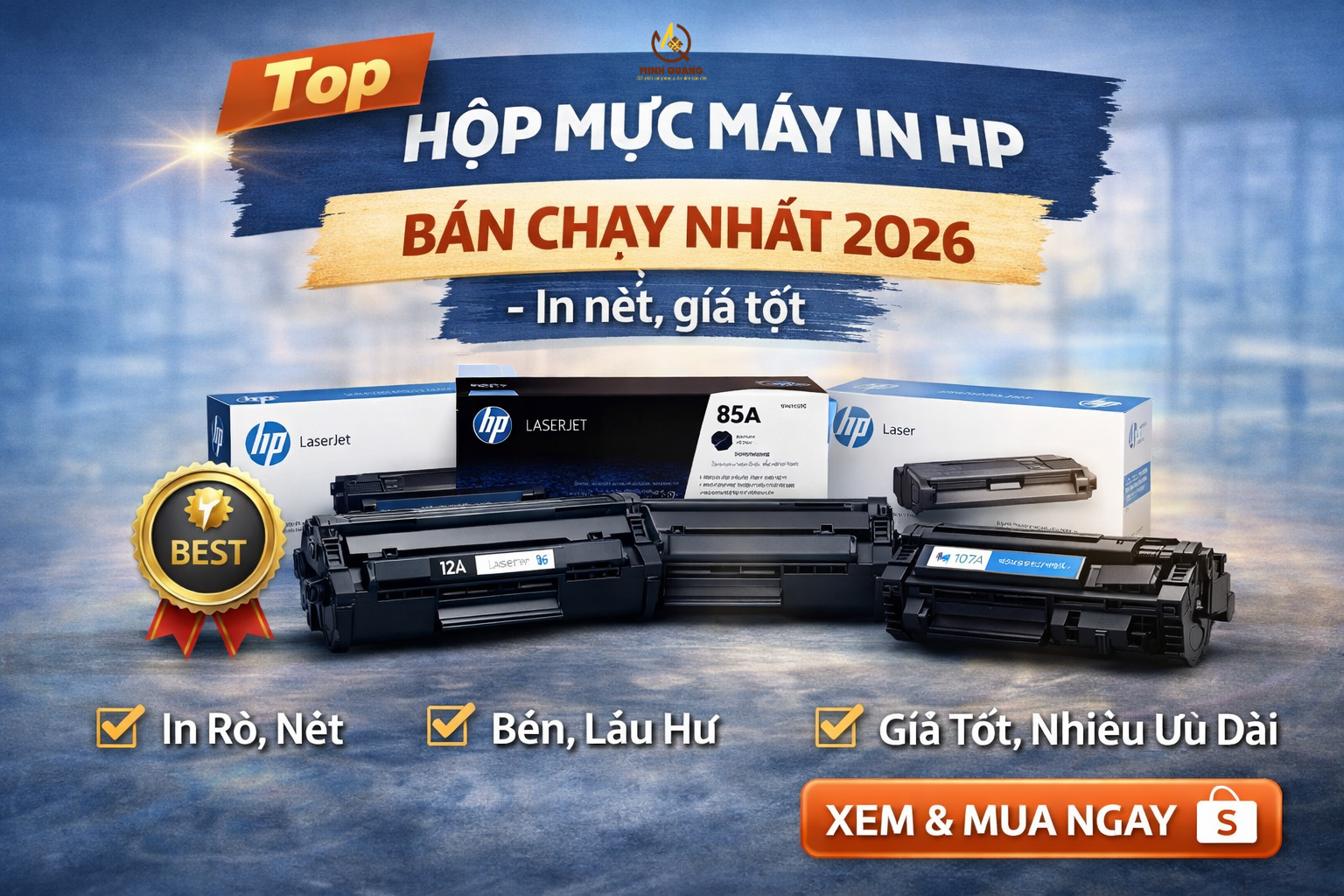Top hộp mực máy in HP bán chạy nhất 2026 in nét bền giá tốt HP 12A 85A 78A mua trên Shopee.